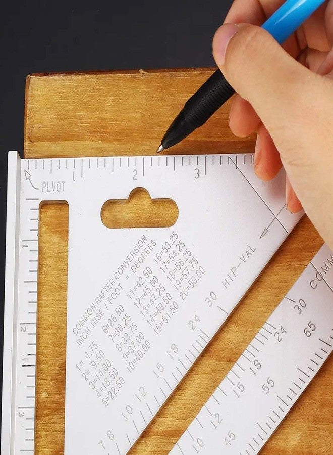 Emergity Premium Aluminum Alloy Double Side 90 Degree Right Angle Triangle Scale Ruler with Metric Inch Measurement Hand Tool | Set Square - Image 2